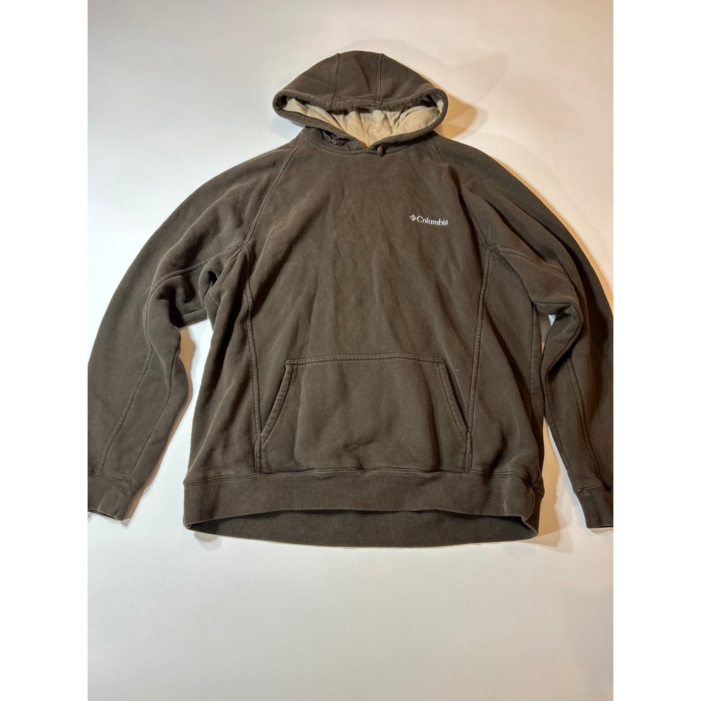 Columbia Hoodie Men's XL Brown Fleece Lined Pullover Sweatshirt